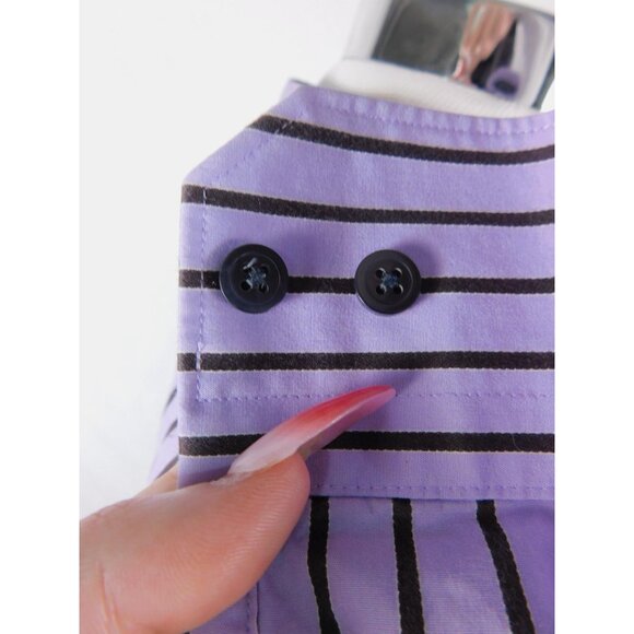 Express Dress Shirt Mens Large Purple Black Striped Fitted Button Front Collared - Picture 6 of 10